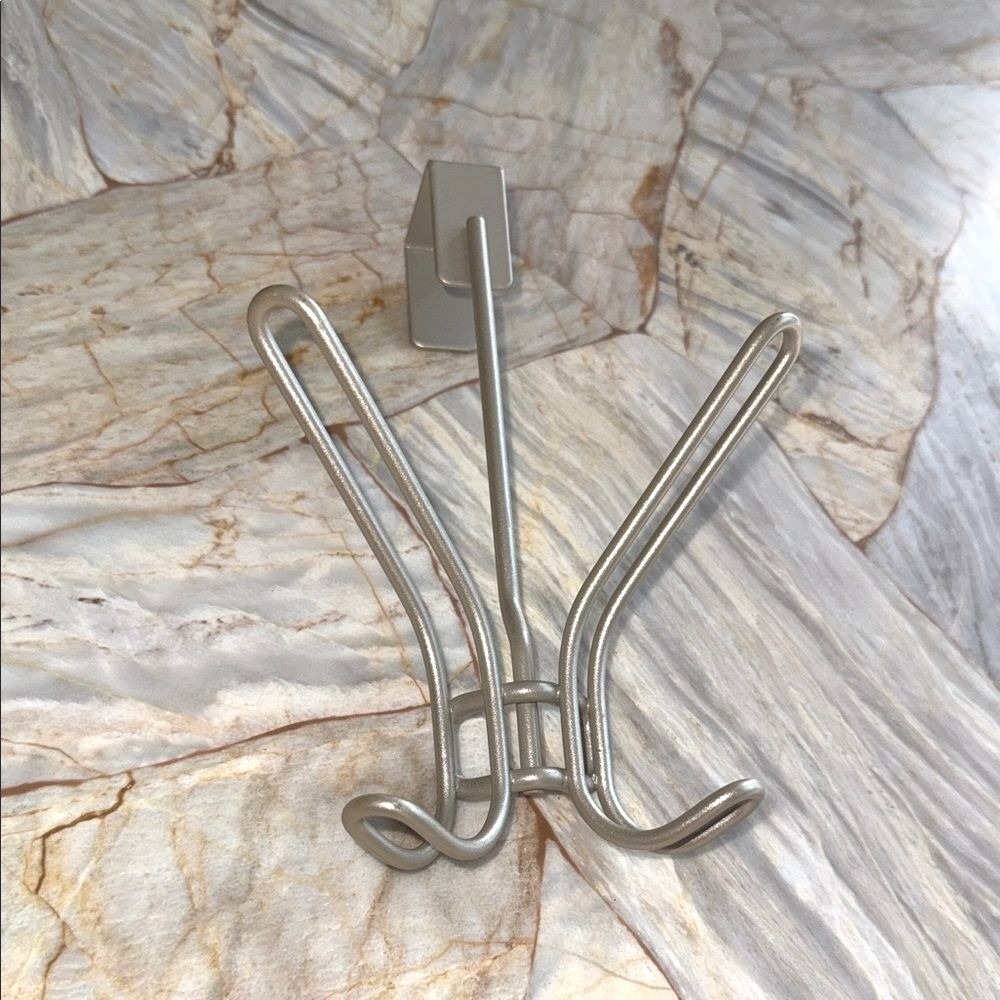Satin Nickel Over the Door‎ Shower Hook Multi Prong Towel Robe Organizer